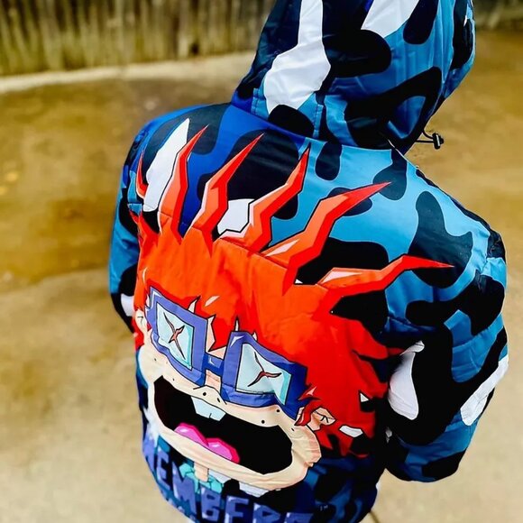 Members Only x Nickelodeon Chuckie Blue Puffer Jacket Size XL